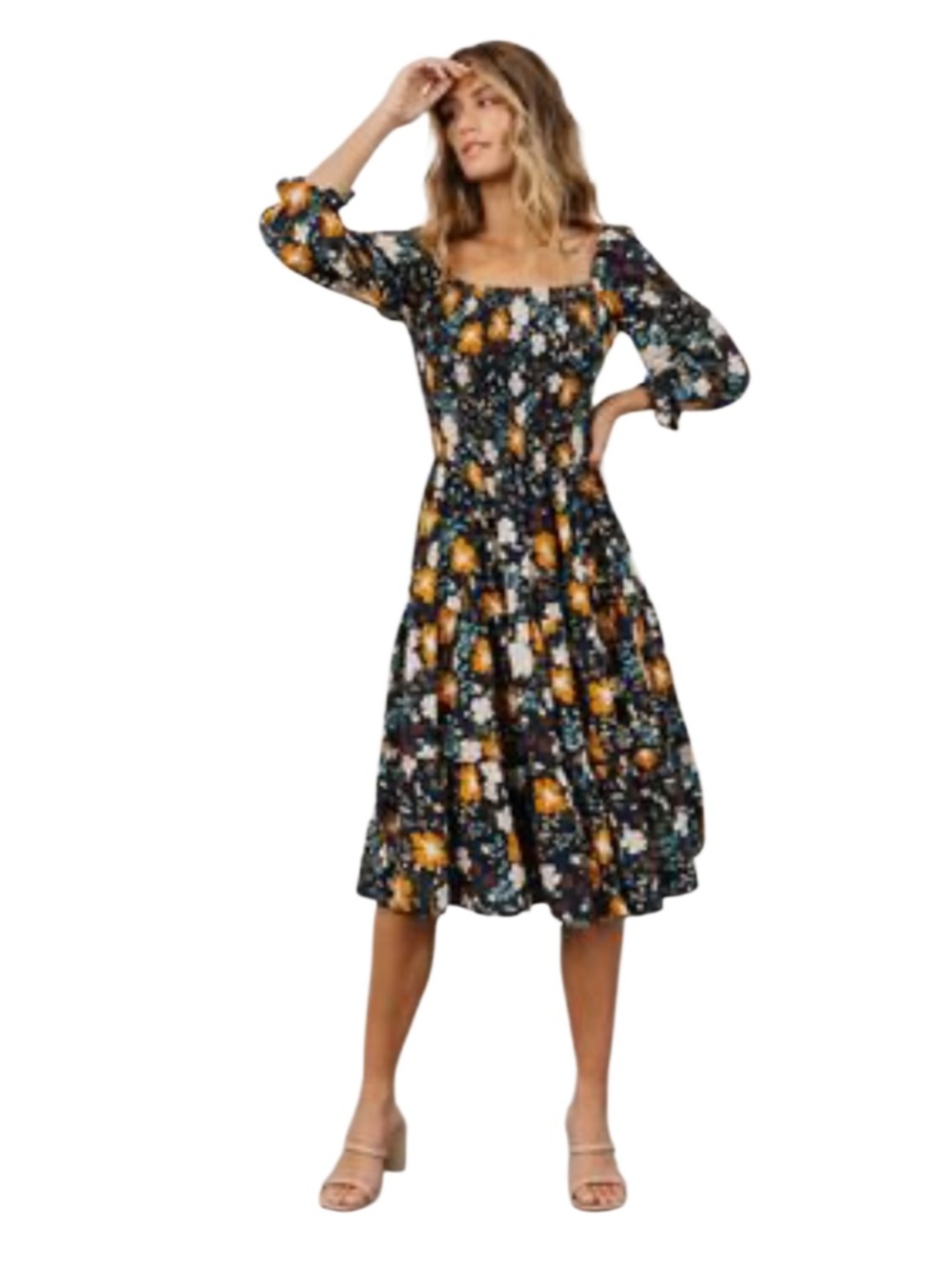 Baltic Born Navy Floral Midi Dress Size XL